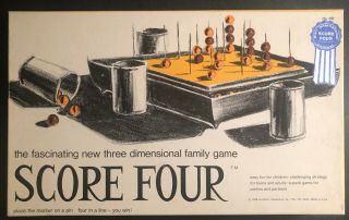 Vintage 1968 Score Four 3 - D Strategy Family Game By Funtastic Complete