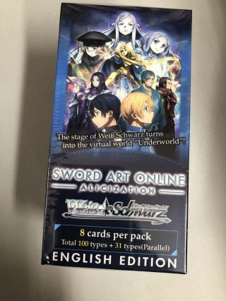 Weiss Schwarz English Sao Sword Art Online Alicization 20 Packs Booster Box