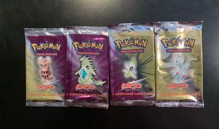 Pokemon 1st Edition Neo Destiny Opened Booster Pack - All 4 Pack Art - No Cards