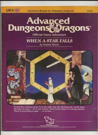 Ad&d Adventure: When A Star Falls - Uk4 Module For Levels 3 - 5 Tsr 9120