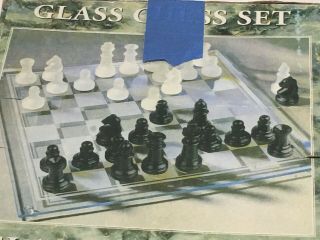 Glass chess set,  32 Chess And A Chess Board. 3