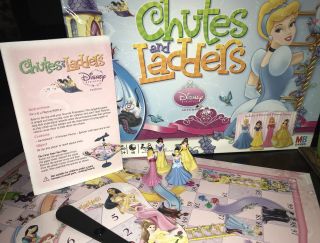 Chutes And Ladders Disney Princess Edition 2009 Complete W/ 4 Figurines And Spin