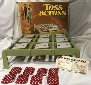 Vintage 1970 Toss Across Game Ideal Toy Co Tictactoe Box,  8 Bean Bags