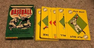 1957 Ed - U - Cards Baseball Card Game 35 Cards W/original Box Hr Balk Triple Walk