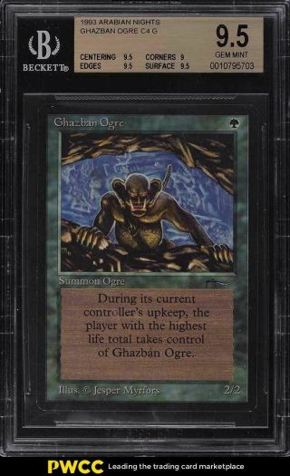 1993 Magic The Gathering Mtg Arabian Nights Ghazban Ogre C4 G Bgs 9.  5 Gem