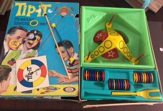 Vtg Mid Century 1965 Ideal Tip It Game Balancing Game Box 2435 - 6 Complete
