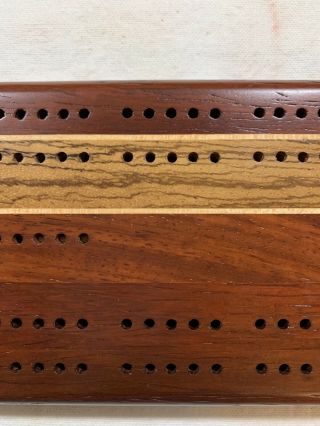 Inlay Wood Cribbage Board With 4 Wooden Pegs 3