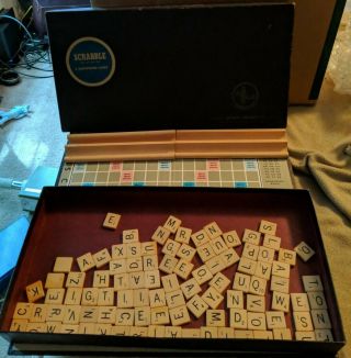 Vintage Scrabble Game Selchow & Righter - Board,  Wood Tiles & Racks Complete