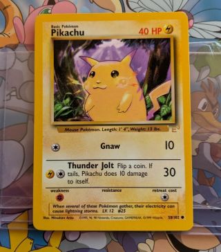 Pikachu E3 Gold Stamp Promo 58/102 Yellow Cheeks Pokemon Card Nm