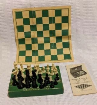 c.  1946 GALLANT KNIGHT CHESS SET - RULES & BOARD Plastic Chessmen STAUNTON DESIGN 2