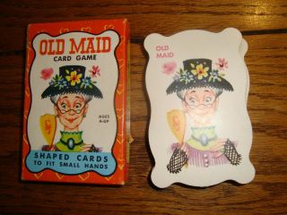 Vintage Built Rite Old Maid Card Game Shaped Cards - Complete With Instructions