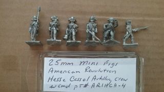 25mm Mini Figs American Revolution Hesse Cassel Artillery Crew W Cmd