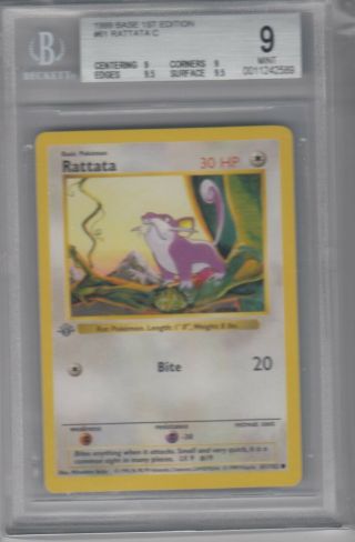 Rattata 61/102 Pokemon Base Set 1st Edition Shadowless Bgs 9