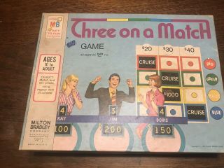 Milton Bradley 1972 Three On A Match Board Game