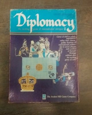 Vintage 1976 Diplomacy Board Game Avalon Hill Incomplete