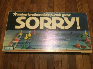 Vintage Sorry Board Game 1972 Parker Brothers 100 Complete