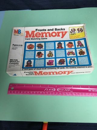 Milton Bradley Memory Game Fronts & Backs Vintage 1980 Complete 4014 Vguc