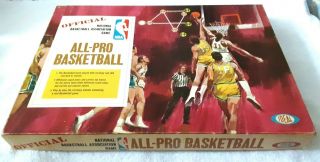 Vintage Nba 1969 All - Pro Basketball Board Game Complete