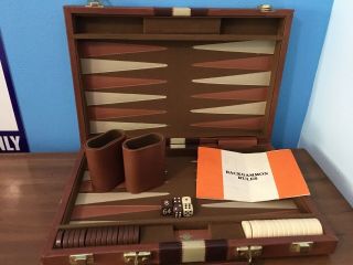 Vintage Skor Mor Backgammon Game Faux Leather Case Complete