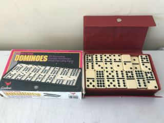 Vintage Double Nine Dominoes By Cardinal 55 Piece Set In The Box W/ Red Case 511