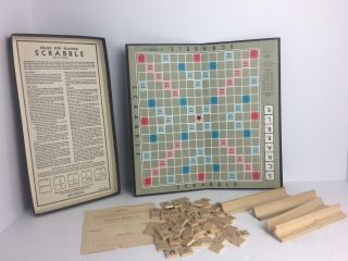 Vintage 1953 Scrabble Board Game Selchow Righter Wooden Classic Word Game