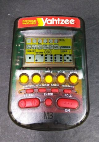 Vintage 1995 Yahtzee Electronic Hand Held Game Milton Bradley Black