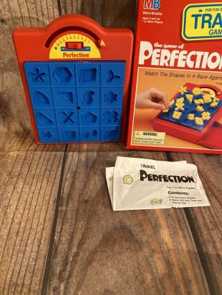 Perfection 1990s Travel Version Milton Bradley Game Complete Vintage 2