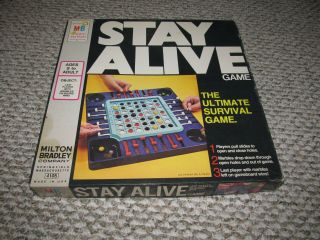 Vintage 1971 Stay Alive Milton Bradley Glass Marbles Survival Game Complete