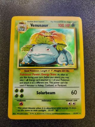 1999 Wotc Pokemon Base Set Unlimited Venusaur Holo [holographic]15/102