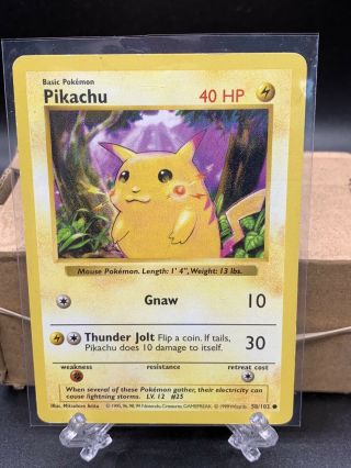 Pikachu - 58/102 - Shadowless Base Set - Pokemon Card - Exc Lp