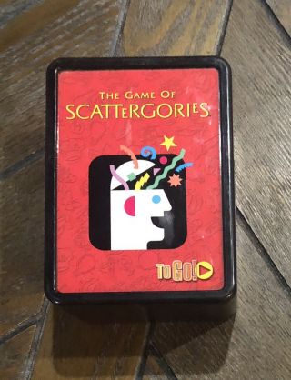 The Game Of Scattergories To Go 2009 Hasbro Travel Game Plastic Box Party Game