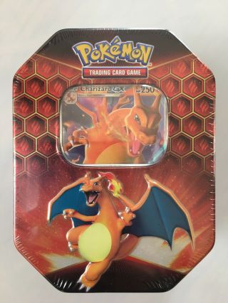 Pokémon Hidden Fates Charizard Gx Tin.  Collectible Trading Card Game