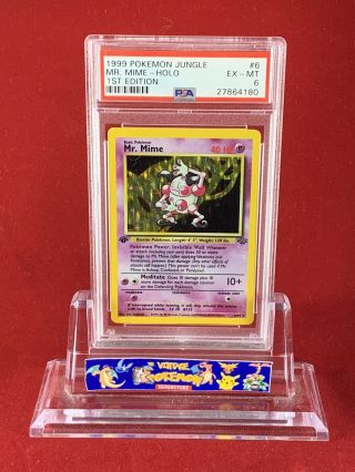 1999 Pokemon Jungle 1st Edition Mr.  Mime 6/64 Holo Card Psa 6 Ex - Mt