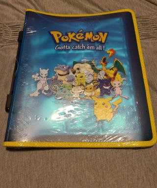 1999 Rare Vintage Pokemon Card Toy Site 3 - Ring Zipper Binder With Handle Pikachu