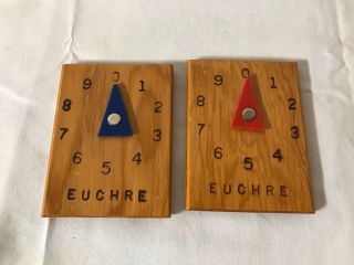 Euchre Card Game Wood Score Counters 4 