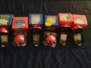 Complete Set Of 6 Pokemon Pokeball 24k Gold Plated Cards - Limited - Burger King