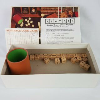 1971 Scrabble Sentence Cube Game Word Combination Letter Wood Dice Crafts