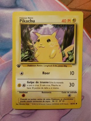 Spanish 1st Edition Pikachu Base Set 58/102 Pokemon Card