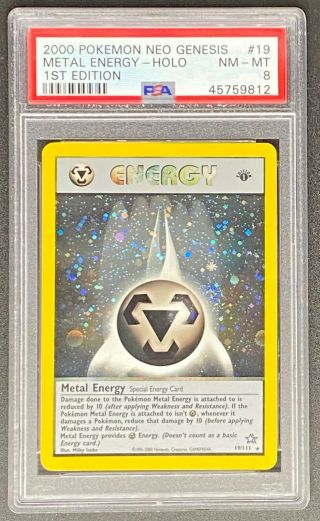Pokemon Card - Psa 8 1st Edition Metal Energy 19/111 - Neo Genesis - Nm - Mt