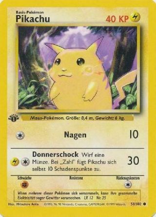 Pikachu - 58/102 - Common 1st Edition (base Set) German Near Pokemon 3dy