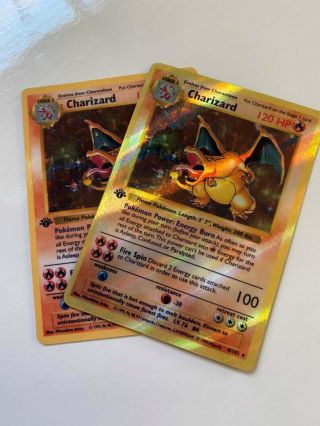 Pokemon Cards Proxy (dummies) 1st Edition Shadowless Charizard Holo,  Non - Holo