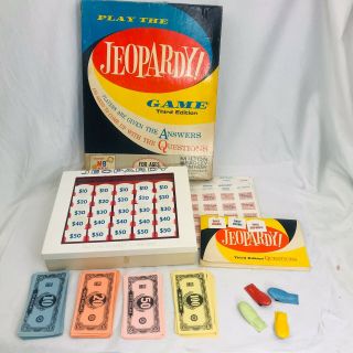 Vintage Jeopardy 3rd Edition Home Version Board Game Vintage 1964 Milton Bradley