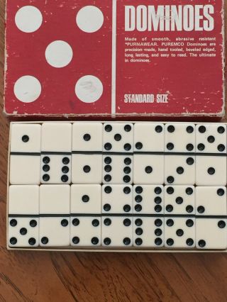 Puremco Standard Size No 30 Dominoes Set Waco Tx Purmawear Off - White W/ Black