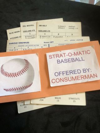 Strat - O - Matic Baseball 4 Card Extra Players Set 1974 Oakland A’s