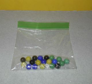 20 Stay Alive Game Replacement Glass Marbles Black Green Yellow & Blue