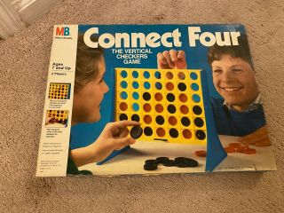 Vintage Milton Bradley Connect Four Vertical Checkers Game,