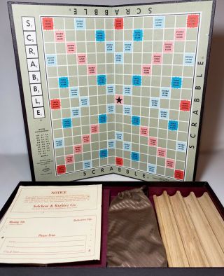 Vintage 1953 Selchow And Righter Scrabble Crossword Game Wooden Tiles All Tiles