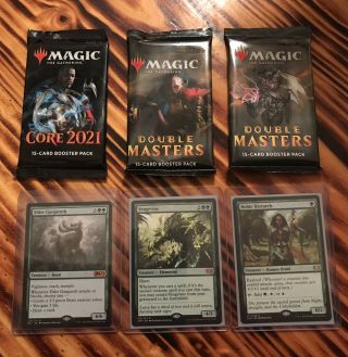 Mtg (2) Double Masters Booster Packs (1) Core 2021 Booster Pack (1) Noble Hierarch, .