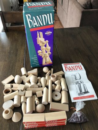 99 Complete Bandu Stacking Game Missing One Block.  Milton Bradley 1991