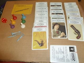 Vintage 1972 Parker Bros Clue Replacement Cards,  Die,  6 Pawns,  4 Weapons